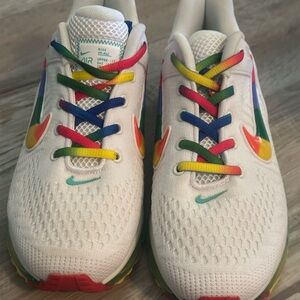 Nike Kids' White Sneakers with Rainbow Accents